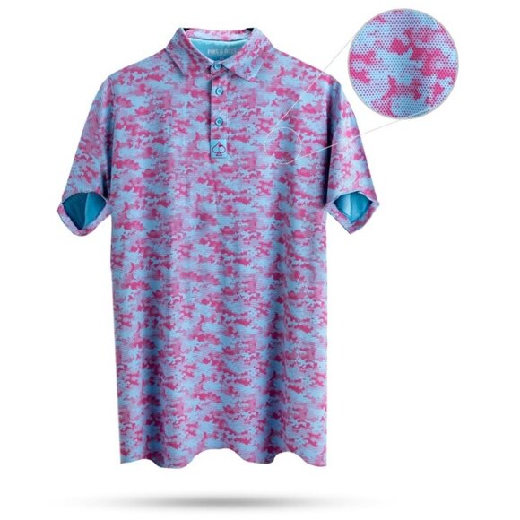 Pins & Aces Pink and Blue Polo Shirt - NWT Size‎ L - Picture 1 of 4